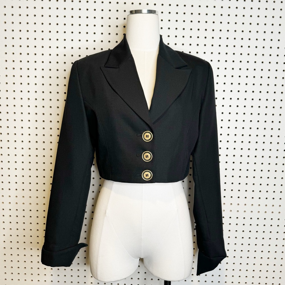 Bebe | Vintage Notch‎ Collar Crop Blazer in Black Sz. 8